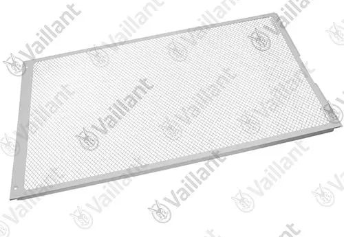Gitter aus Metall mit einem feinen Netzdesign, gefertigt von Vaillant, zur Verwendung auf der Rückseite eines Geräts, passend zu bestimmten Modellvarianten.